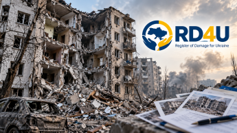 Зруйнований будинок і логотип RD4U