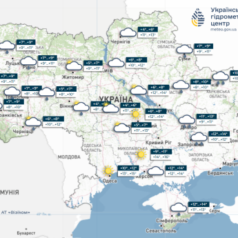 Карта погоди в Україні 15 жовтня