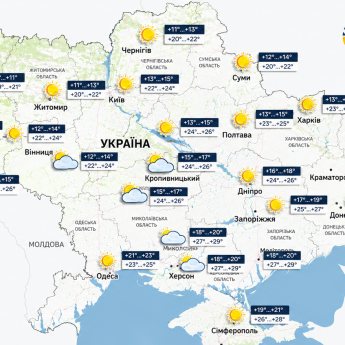 Карта погоды в Украине 25 августа