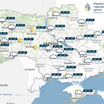 Карта погоды в Украине 26 октября