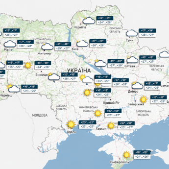 Карта погоди в Україні 31 серпня