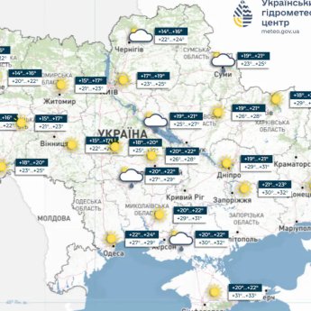 Карта погоди в Україні 23 серпня