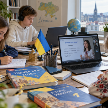 Украинские дети на занятиях онлайн