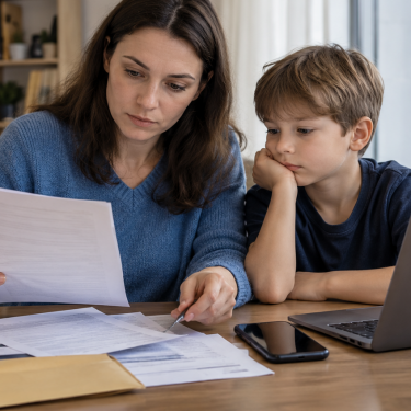 Українка з сином готує документи для Jobcenter