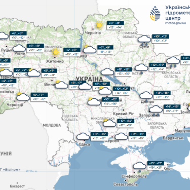 Карта погоди в Україні 14 жовтня