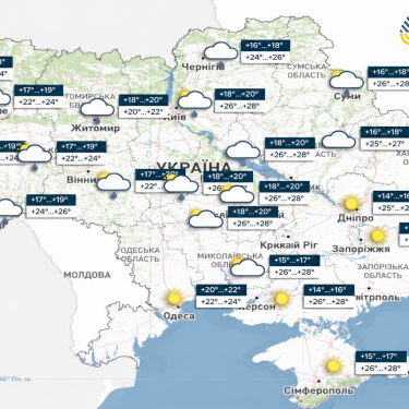 Карта погоди в Україні 1 вересня