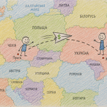 Дитяча карта грошового маршруту Прага—Київ