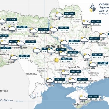 Карта погоди в Україні 15 липня