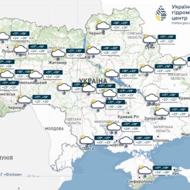 Карта погоды в Украине 14 июля
