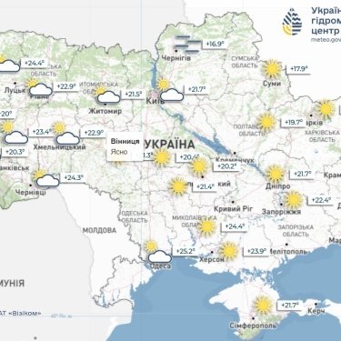 Карта погоды в Украине 1 июля