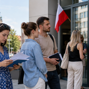 Очередь возле муниципалитета Гданьска