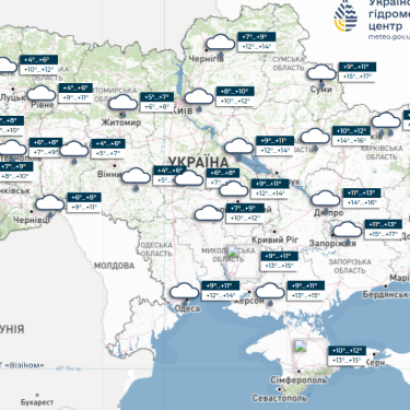 Карта погоды в Украине 16 октября