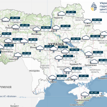 Карта погоды в Украине 17 октября