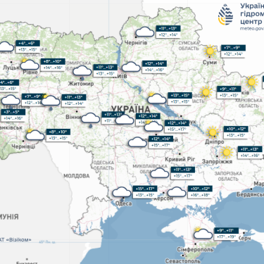 Карта погоди в Україні 25 жовтня