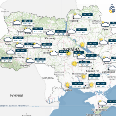 Карта погоди в Україні 6 жовтня