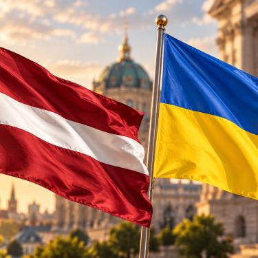 Флаги Латвии и Украины