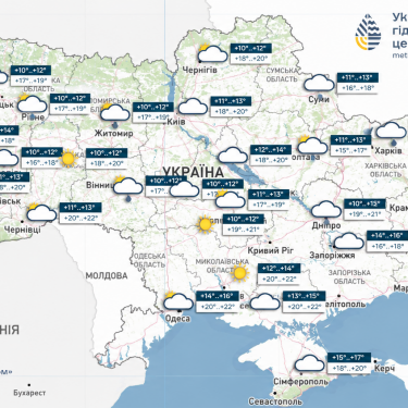Карта погоди в Україні 15 вересня