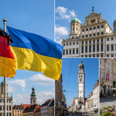 Прапори ФРН та України в Аугсбургу