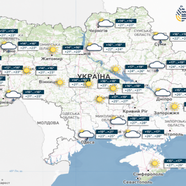 Карта погоды в Украине 2 сентября