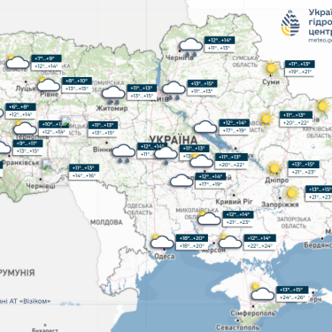 Карта погоды в Украине 12 октября