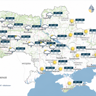 Карта погоды в Украине 18 августа