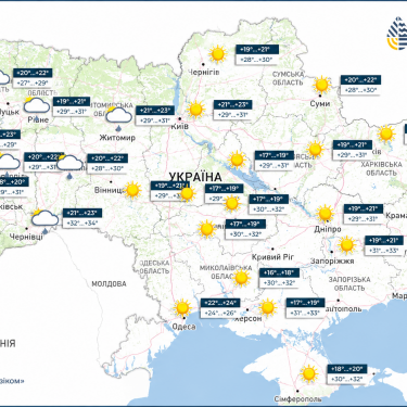 Карта погоди в Україні 22 серпня