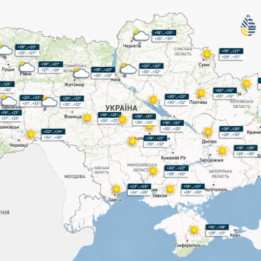 Карта погоді в Украине 21 августа