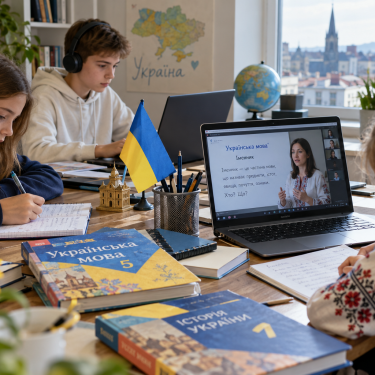 Украинские дети на занятиях онлайн
