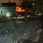Воронка в Киеве после взрыва ракеты РФ